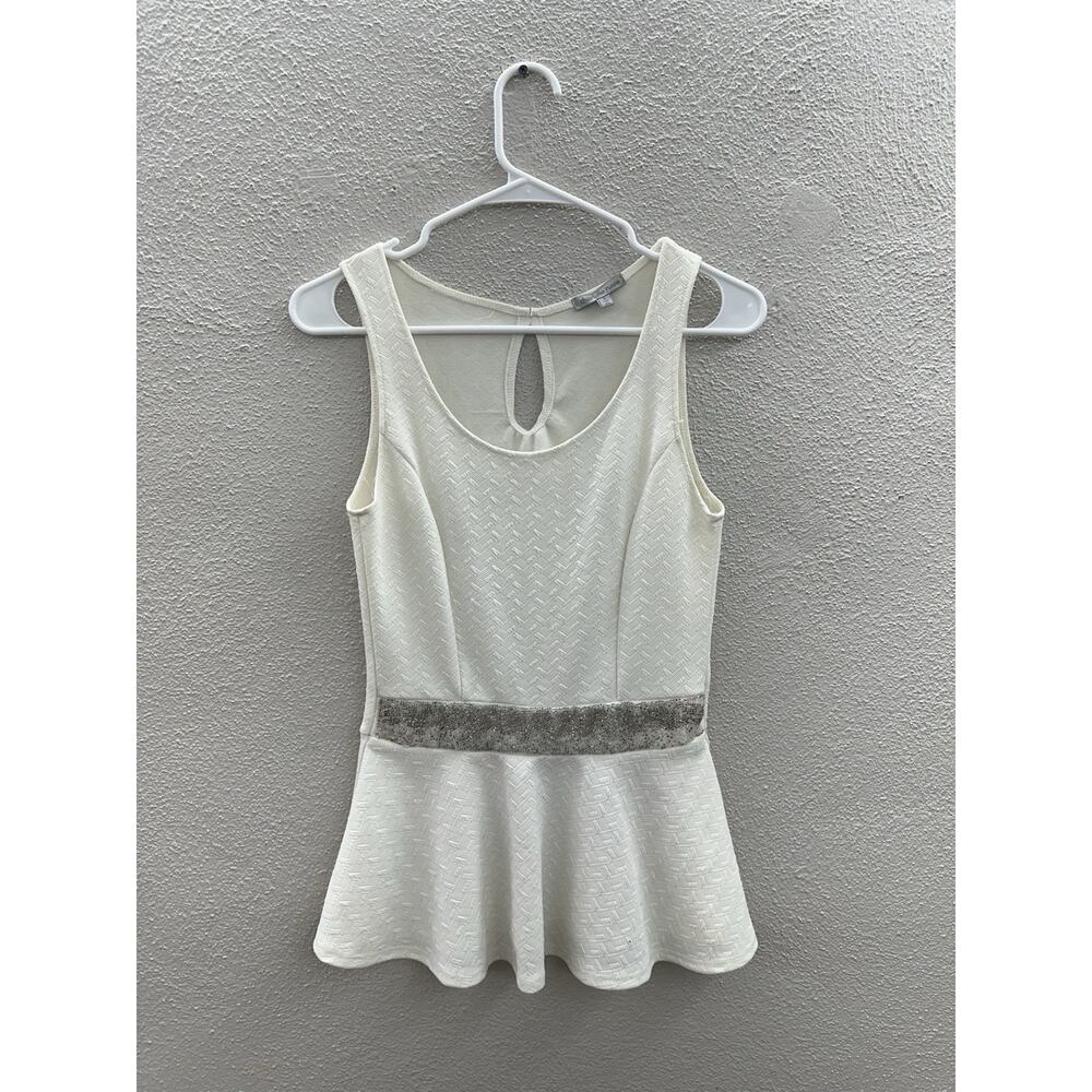 Charlotte Russe Womens Tank Top Size Small White Peplem Hem Gem Embellished